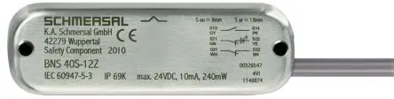 Produktfoto 1 von Schmersal BNS 40 Magnetisch Kabel Berührungsloser Sicherheitsschalter 100V dc aus Edelstahl, 2 Schließer, 1 Öffner,