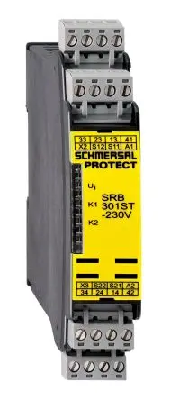 Produktfoto 1 von Schmersal SRB Überwachungsrelais, DPST, DIN-Hutschiene, 24 V dc, 240V ac, 48 V ac