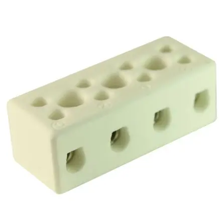 Produktfoto 1 von CAMDENBOSS CHTB Messing Porzellan, Keramik Anschluss 41A Weiß 4-polig Schraubbefestigung, Raster 12.5 mm 4mm², 6 mm²