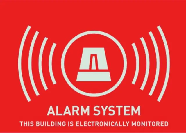 Produktfoto 1 von ABUS Security-Center Gefahr- und Warnbodenaufkleber, Warnschilder Englisch 'Warnton' 'Alarm System', 52.5 mm x 52.5 mm