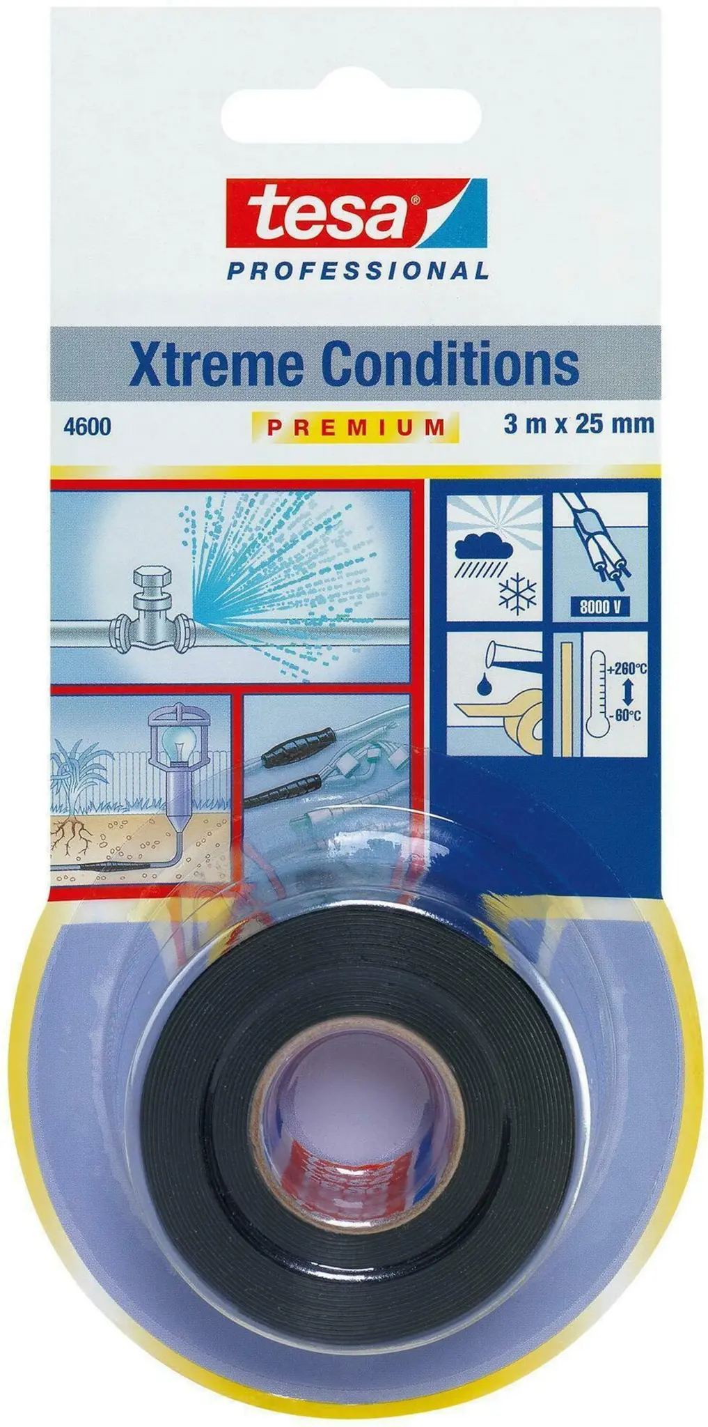 Produktfoto 1 von Tesa 4600 Silikon Klebeband, selbstverschweissend, Schwarz, Stärke 0.5 mm, 25 mm x 10 mm