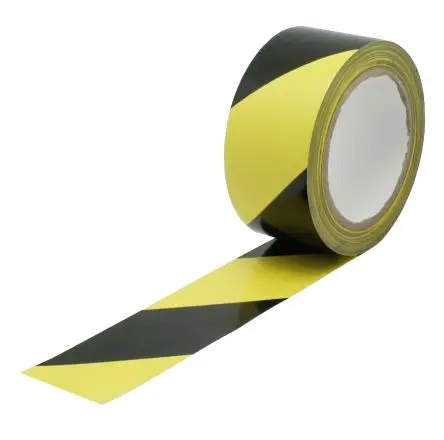 Produktfoto 1 von RS PRO PVC Trassierband Schwarz, Gelb Typ Markierungsband, Stärke 0.15 mm, 50mm x 33 m