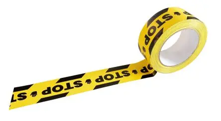 Produktfoto 1 von RS PRO PVC Markierungsband Schwarz, Gelb Typ Markierungsband, Stärke 0.15 mm Bedruckt, 50mm x 33 m