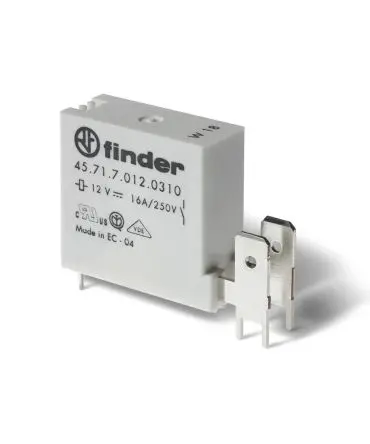 Produktfoto 1 von Finder 45 Leistungsrelais 12V dc Spule 1-poliger Umschalter 16A 7.2 kΩ 0.55 W