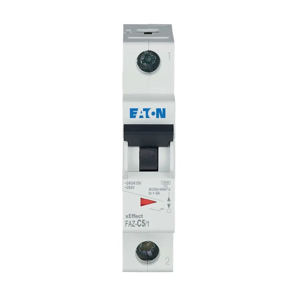 Produktfoto 1 von Eaton 278554 Miniaturüberlastschalter Typ C, Pol 1-polig 5 A 415 V ac, Abschaltvermögen 10 kA Moeller 48 V dc