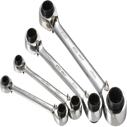 Produktfoto 1 von SAM Ringschlüsselsatz Ringratsche CrV-Stahl, 4-teilig 8 to 24 mm