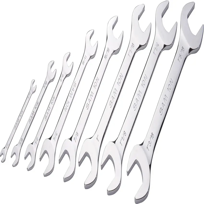 SAM Gabelschlüssel Gabelschlüssel CrV-Stahl, 8-teilig 11/16 x 3/4 in, 1 1/8 x 1 1/4 in, 7/8 x 15/16 in, 3/8 x 7/16 in,