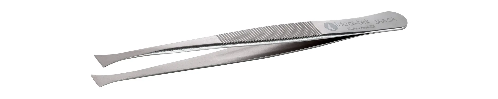 Produktfoto 1 von ideal-tek 35A.SA.1 Edelstahl Pinzette, 120 mm Gerade, Spitze Flach, Gerade Antimagnetisch