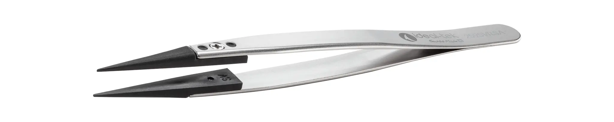 Produktfoto 1 von ideal-tek 259SVR.SA.1 Edelstahl Pinzette, 130 mm Gerade, Spitze Gerade Antimagnetisch ESD-sicher