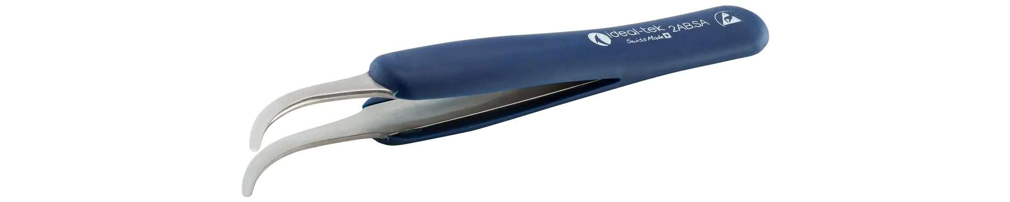 Produktfoto 1 von ideal-tek 2AB.SA.DR.0 Edelstahl Pinzette, 125 mm Gebogen, Spitze Gebogen Antimagnetisch ESD-sicher
