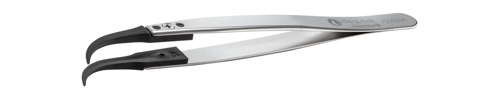 Produktfoto 1 von ideal-tek 7SVR.SA.1 Edelstahl Pinzette, 130 mm Gebogen, Spitze Gebogen Antimagnetisch ESD-sicher