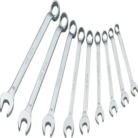 Produktfoto 1 von SAM Pfeifenkopfschlüssel-Satz Ring-Maulschlüssel CrV-Stahl, 9-teilig 8 To 19 mm
