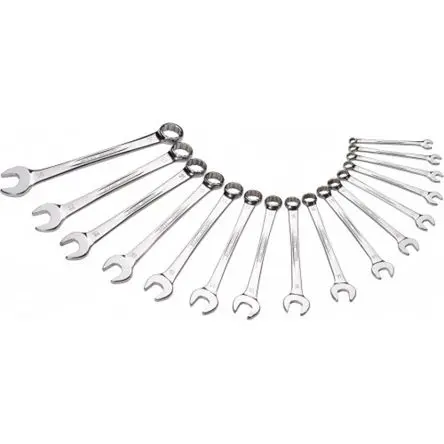SAM Pfeifenkopfschlüssel-Satz Ring-Maulschlüssel CrV-Stahl, 16-teilig 7 to 24 mm