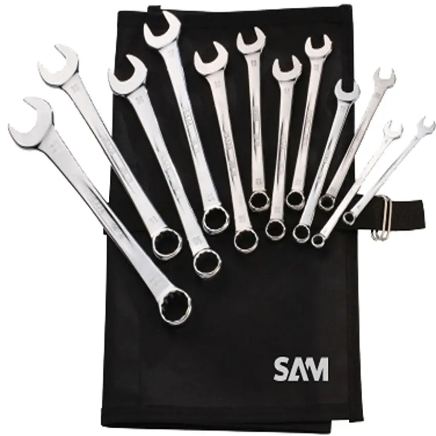 Produktfoto 1 von SAM Pfeifenkopfschlüssel-Satz Ring-Maulschlüssel CrV-Stahl, 12-teilig 8 to 22 mm