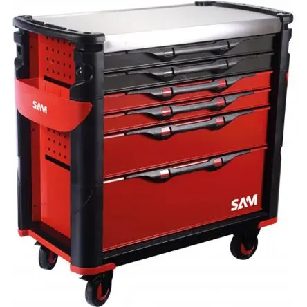 Produktfoto 1 von SAM ABS Rollenschrank, Typ Werkzeugschrank 6 Schubladen mit Rädern, 1.52 m x 60cm x 1.2 m