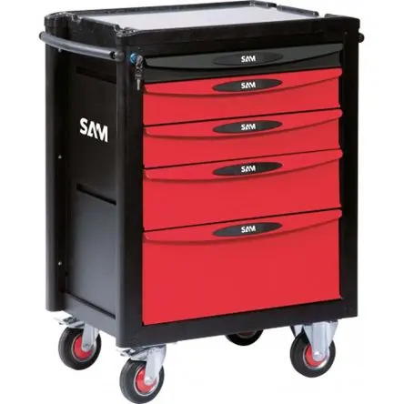 Produktfoto 1 von SAM Aluminium Rollenschrank, Typ Werkzeugschrank 5 Schubladen mit Rädern, 940 mm x 475mm x 680 mm