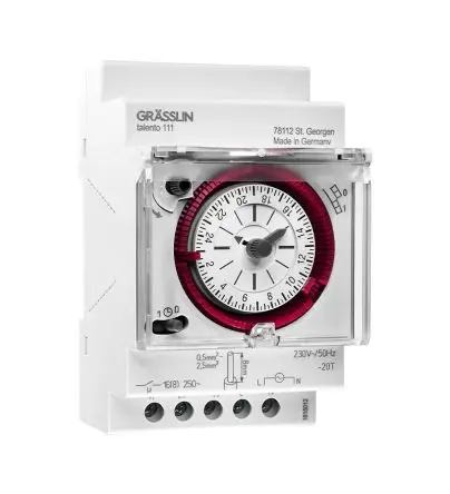 Produktfoto 1 von Grässlin Analog DIN-Schienen-Zeitschaltuhr 230V ac, Stunden, 1-Kanal
