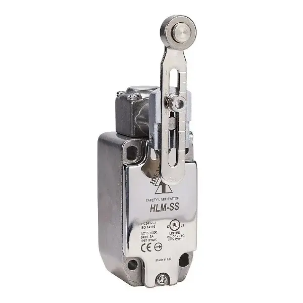 Produktfoto 1 von IDEM HLM-SS Sicherheitsbegrenzungsschalter, Rollhebel verstellbar, 2NO/2NC, 2 Öffner, 2 Schließer, IP67, IP69K,