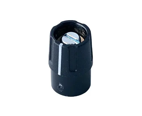 Produktfoto 1 von OKW Potentiometer Drehknopf Schwarz, Zeiger Weiß Ø 9mm x 14mm, Rund Schaft 6mm
