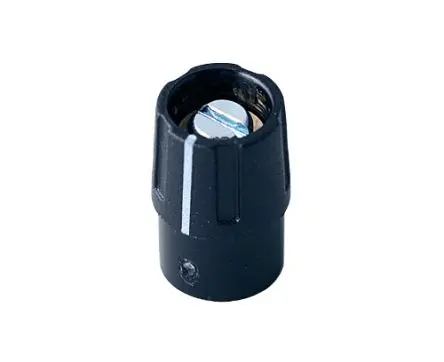 Produktfoto 1 von OKW Schwarz Potentiometer-Knopf, Zeiger Weiß Ø 9 mm x 14 mm, Runde Welle Schaft 6 mm