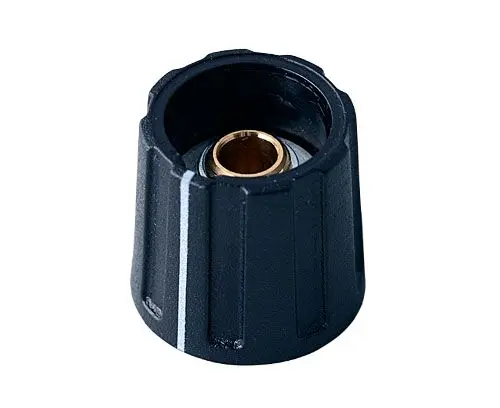 Produktfoto 1 von OKW Potentiometer Drehknopf Schwarz, Zeiger Weiß Ø 16mm x 15mm, Rund Schaft 6mm