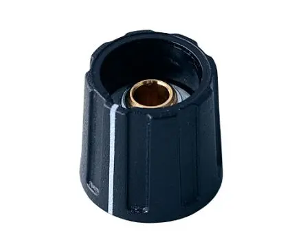 Produktfoto 1 von OKW Schwarz Potentiometer-Knopf, Zeiger Weiß Ø 16 mm x 15 mm, Runde Welle Schaft 6 mm