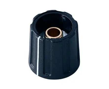 Produktfoto 1 von OKW Schwarz Potentiometer-Knopf, Zeiger Weiß Ø 16 mm x 15 mm, Runde Welle Schaft 6 mm