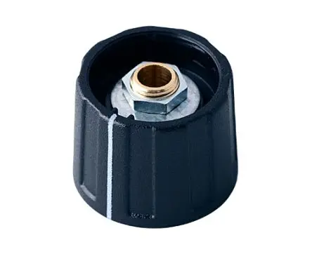 Produktfoto 1 von OKW Schwarz Potentiometer-Knopf, Zeiger Weiß Ø 20 mm x 15 mm, Runde Welle Schaft 6 mm