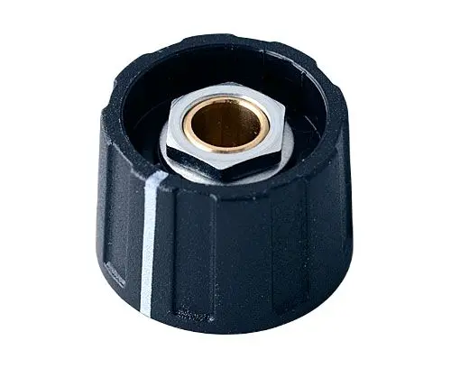 Produktfoto 1 von OKW Potentiometer Drehknopf Schwarz, Zeiger Weiß Ø 23mm x 15mm, Rund Schaft 6mm