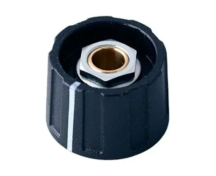 Produktfoto 1 von OKW Schwarz Potentiometer-Knopf, Zeiger Weiß Ø 23 mm x 15 mm, Runde Welle Schaft 6 mm