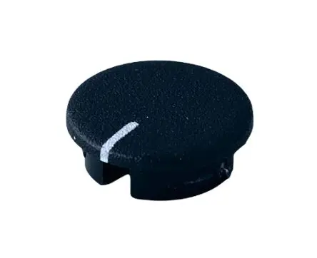 Produktfoto 1 von OKW Schwarz Potentiometer-Knopf, Zeiger Weiß Ø 13.5 mm x 15 mm, Runde Welle Schaft 6 mm