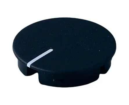 Produktfoto 1 von OKW Schwarz Potentiometer-Knopf, Zeiger Weiß Ø 31 mm x 15 mm, Runde Welle Schaft 6 mm