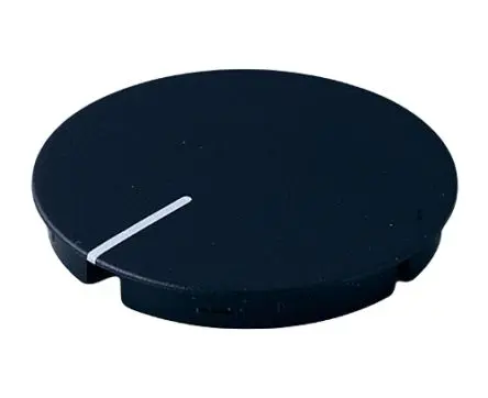 Produktfoto 1 von OKW Schwarz Potentiometer-Knopf, Zeiger Weiß Ø 50 mm x 15 mm, Runde Welle Schaft 6 mm