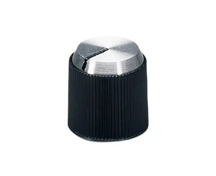 Produktfoto 1 von OKW Schwarz Potentiometer-Knopf, Zeiger Schwarz Ø 14.1 mm x 14 mm, Runde Welle Schaft 4 mm