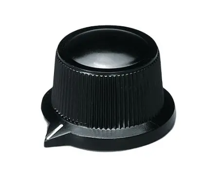 Produktfoto 1 von OKW Schwarz Potentiometer-Knopf, Zeiger Weiß Ø 29 mm x 20.1 mm, Runde Welle Schaft 6 mm