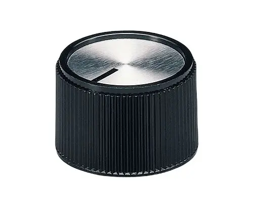 Produktfoto 1 von OKW Potentiometer Drehknopf Schwarz, Zeiger Schwarz Ø 20mm x 16mm, Rund Schaft 6mm