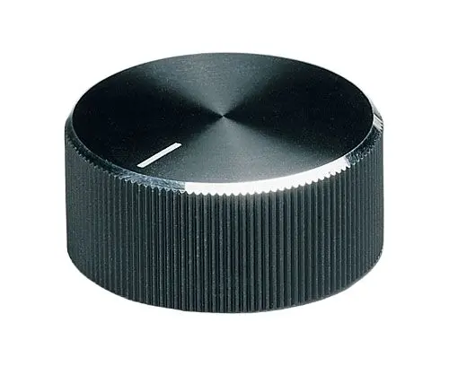 Produktfoto 1 von OKW Potentiometer Drehknopf Schwarz, Zeiger Weiß Ø 18.6mm x 12mm, Rund Schaft 6mm