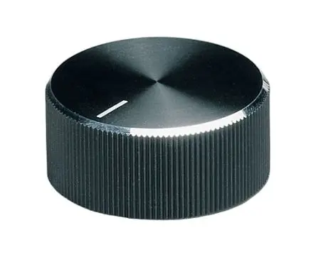 Produktfoto 1 von OKW Schwarz Potentiometer-Knopf, Zeiger Weiß Ø 18.6 mm x 12 mm, Runde Welle Schaft 6 mm