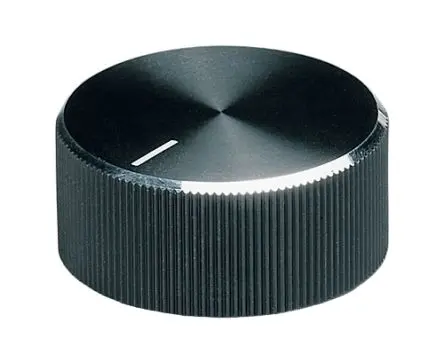 Produktfoto 1 von OKW Schwarz Potentiometer-Knopf, Zeiger Weiß Ø 33 mm x 14.3 mm, Rund Schaft 6 mm