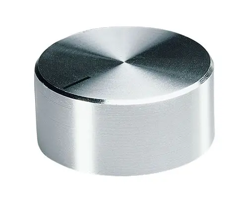 Produktfoto 1 von OKW Potentiometer Drehknopf silbern, Zeiger Weiß Ø 37.8mm x 15.9mm, Rund Schaft 6mm