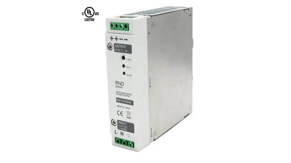 Produktfoto 1 von RND RND 315 DIN-Schienen Netzteil Getaktet 24V dc / 3A 70W 100 → 240V ac