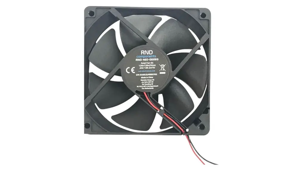 Produktfoto 1 von RND dc-Axiallüfter, 24 VDC / 4.32W, 120 x 120 x 25mm, 82.01cfm