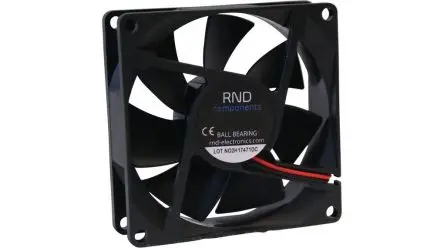 Produktfoto 1 von RND Axiallüfter, 12V dc / 3.84 W 320 mA, 54.99 cfm 80 mm 80mm 25 mm