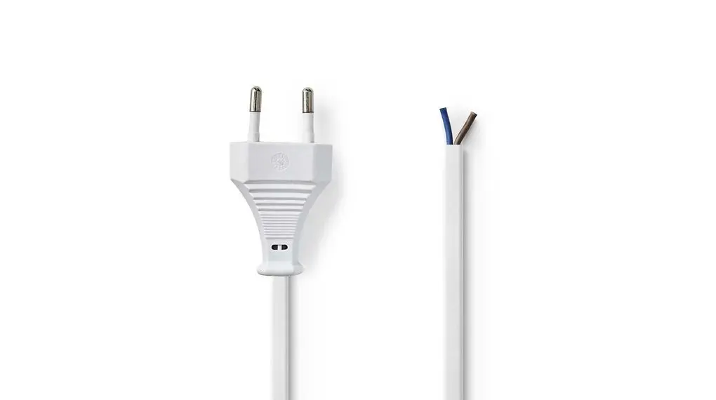 Produktfoto 1 von RND Netzkabel, 2-adrig Weiß, 2 m, 250 V, Polyvinylchlorid