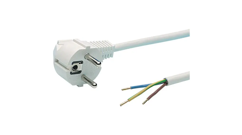 Produktfoto 1 von RND RND 465 Netzkabel, 3-adrig Weiß /Ø 7 mm Außen-ø , 5 m, 25 V, Polyvinylchlorid