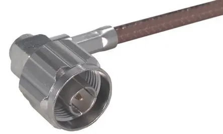 Produktfoto 1 von Huber+Suhner 16_N Stecker Koaxialsteckverbinder N-Steckverbinder, Kabel, für RG58C/U-Kabel, 50 Ω Lot, gewinkelt
