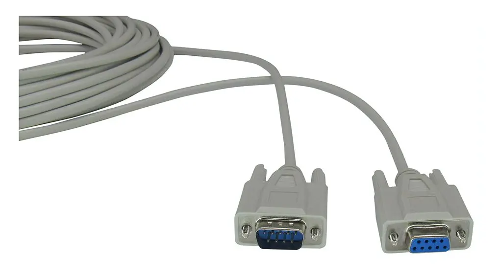 Produktfoto 1 von RND RND Serielles Kabel / D-Sub, 9-polig Stecker / D-Sub 9-polig Buchse, 10 m, Grau, RoHS