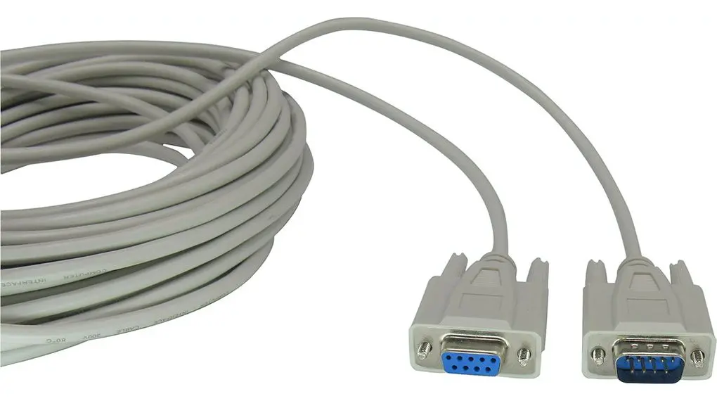 Produktfoto 1 von RND RND Serielles Kabel / D-Sub, 9-polig Stecker / D-Sub 9-polig Buchse, 15 m, Grau, RoHS