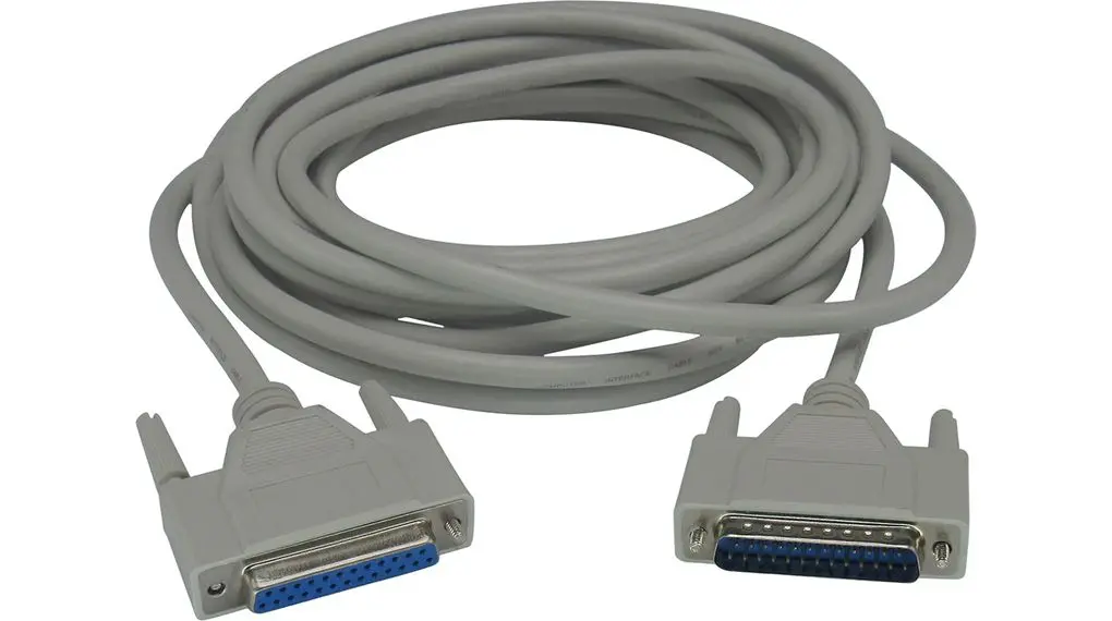 Produktfoto 1 von RND RND Serielles Kabel / D-Sub, 25-polig Stecker / D-Sub, 25-polig Buchse, 5 m, Grau, RoHS
