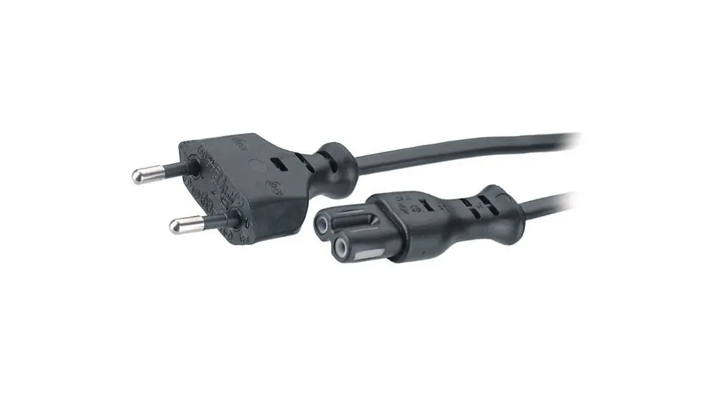 Produktfoto 1 von Feller Netzkabel, A Stecker, B IEC 60320 C7, 1.8 m Schwarz Polyvinylchlorid, 25 V